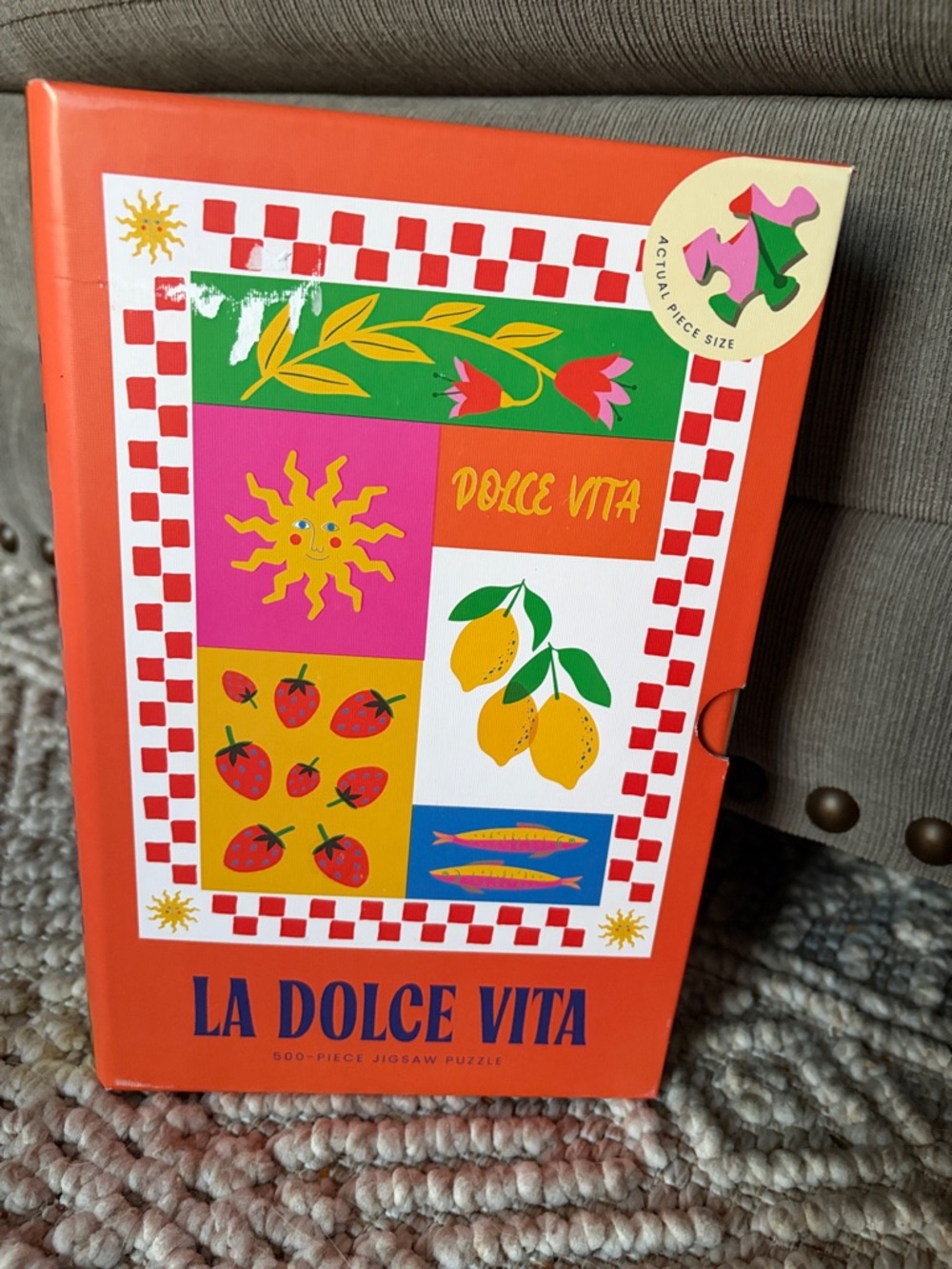 Dolce Vita Orange Puzzle Box with Red and Yellow Accents